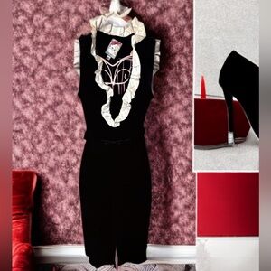 ❌ SOLD ❌Yoana Baraschi White Sleeveless Midi Sheath Dress